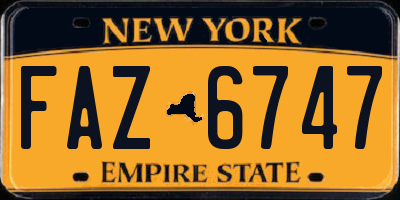NY license plate FAZ6747