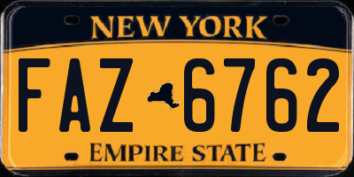 NY license plate FAZ6762