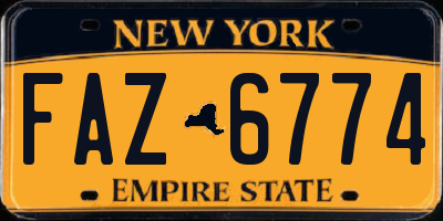 NY license plate FAZ6774