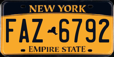 NY license plate FAZ6792