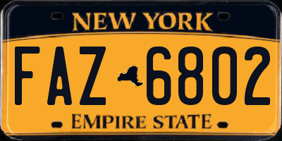 NY license plate FAZ6802