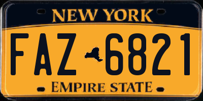 NY license plate FAZ6821