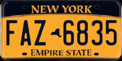 NY license plate FAZ6835