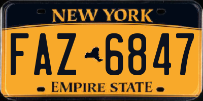 NY license plate FAZ6847
