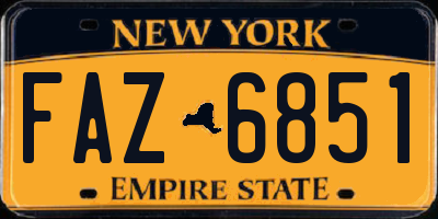 NY license plate FAZ6851