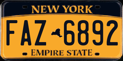NY license plate FAZ6892