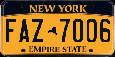NY license plate FAZ7006