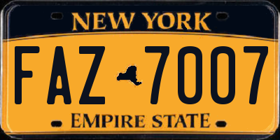 NY license plate FAZ7007