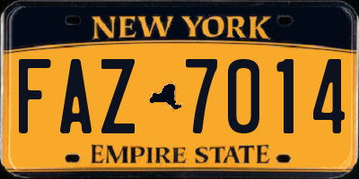 NY license plate FAZ7014