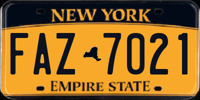 NY license plate FAZ7021