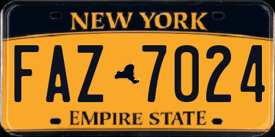 NY license plate FAZ7024