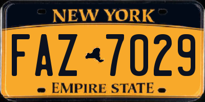 NY license plate FAZ7029