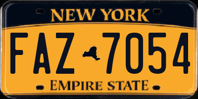 NY license plate FAZ7054