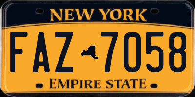 NY license plate FAZ7058