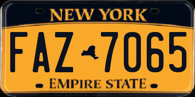NY license plate FAZ7065