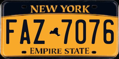 NY license plate FAZ7076
