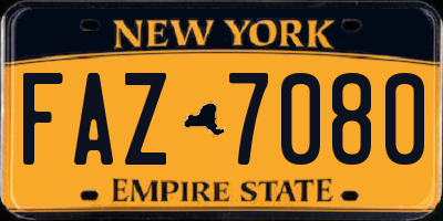 NY license plate FAZ7080