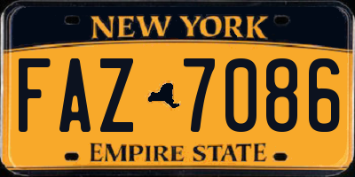 NY license plate FAZ7086