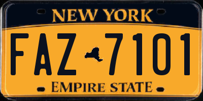 NY license plate FAZ7101