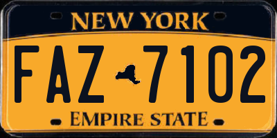 NY license plate FAZ7102