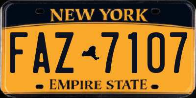 NY license plate FAZ7107