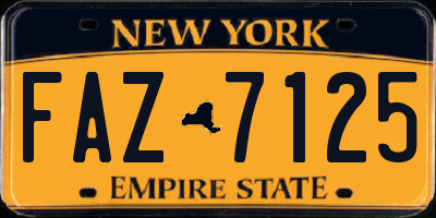NY license plate FAZ7125
