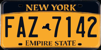 NY license plate FAZ7142