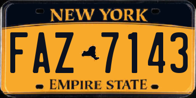 NY license plate FAZ7143