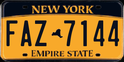 NY license plate FAZ7144