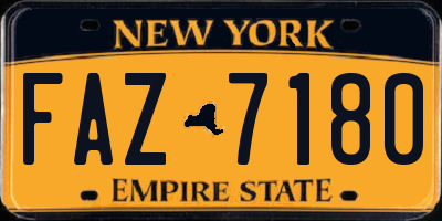 NY license plate FAZ7180