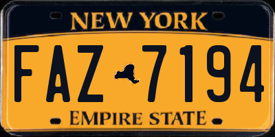 NY license plate FAZ7194