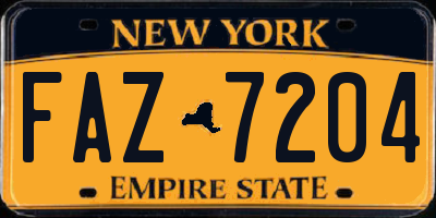 NY license plate FAZ7204