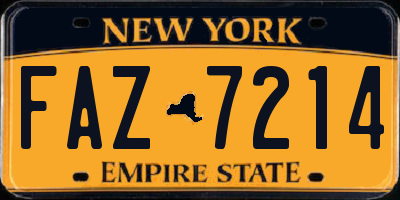 NY license plate FAZ7214