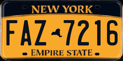 NY license plate FAZ7216