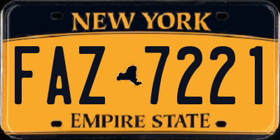 NY license plate FAZ7221