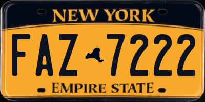 NY license plate FAZ7222