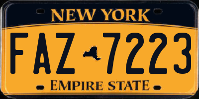 NY license plate FAZ7223