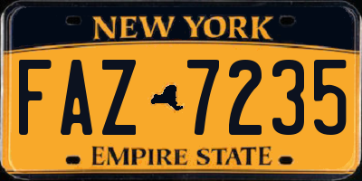 NY license plate FAZ7235