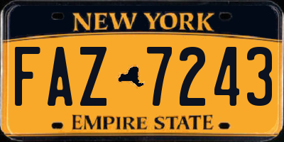 NY license plate FAZ7243