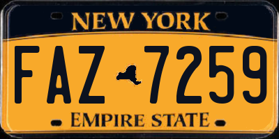 NY license plate FAZ7259