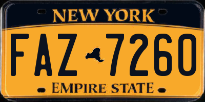 NY license plate FAZ7260