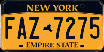 NY license plate FAZ7275