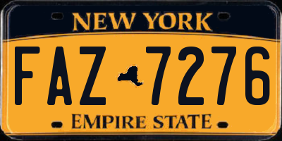 NY license plate FAZ7276