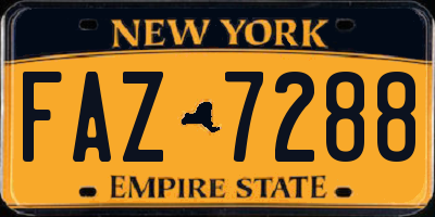 NY license plate FAZ7288