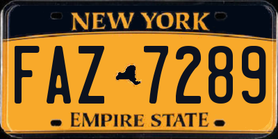 NY license plate FAZ7289