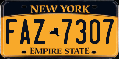 NY license plate FAZ7307