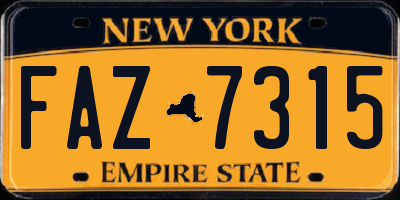 NY license plate FAZ7315