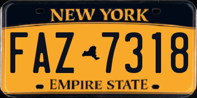 NY license plate FAZ7318