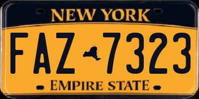 NY license plate FAZ7323