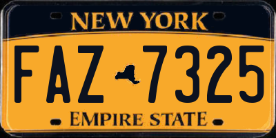 NY license plate FAZ7325